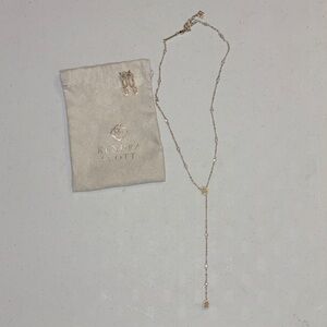 Kendra Scott Gold Lariat Necklace and Earrings Set